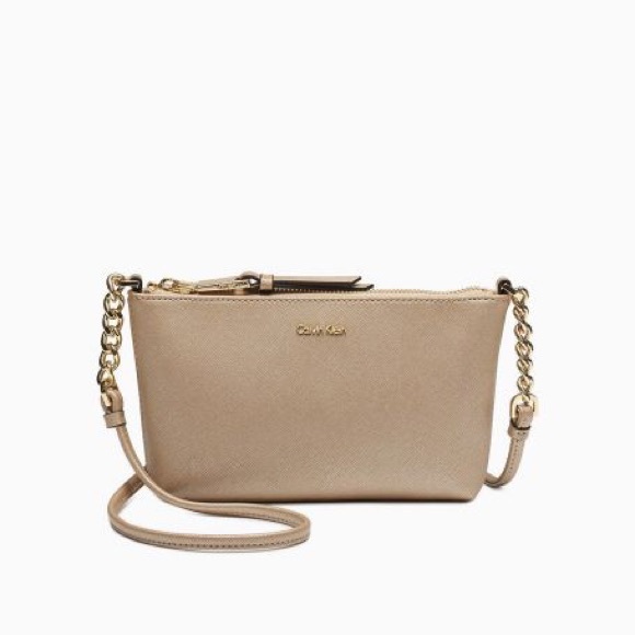 Calvin Klein Handbags - Calvin Klein Gold Saffiano Crossbody Bag